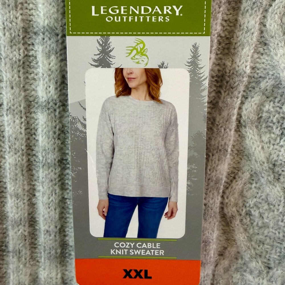 Legendary Outfitters Women's Cable Knit Sweater Size XXL Gray Cozy Soft NEW